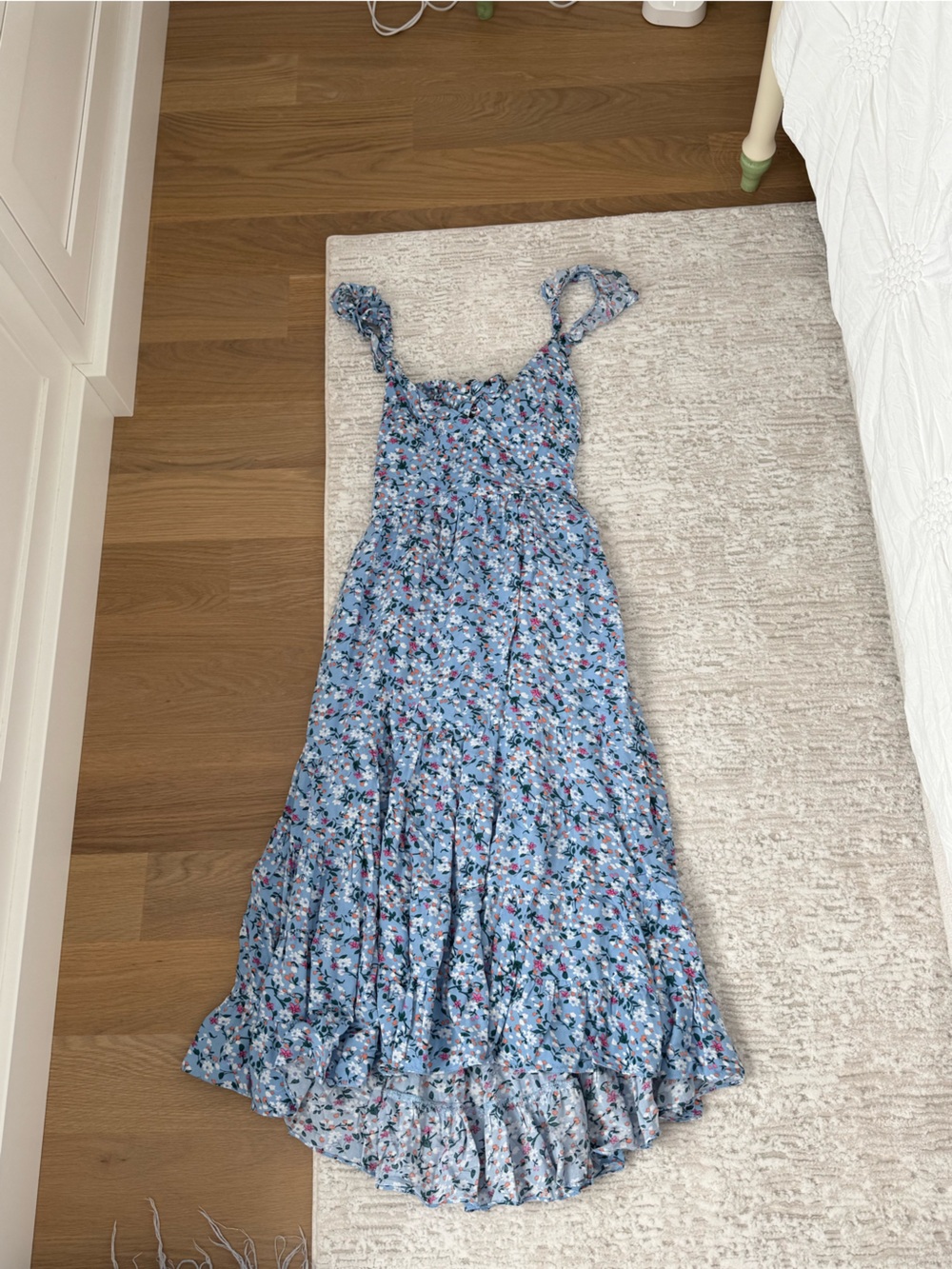 Girls' Light Blue Floral Drawstring Bottoms
